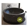 hot soaking black round bowl bathtub Pineapple rough outside surface hand made natural marble stone bath tub