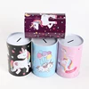 Cute round shape money safe tin can coin bank packaging box with slot