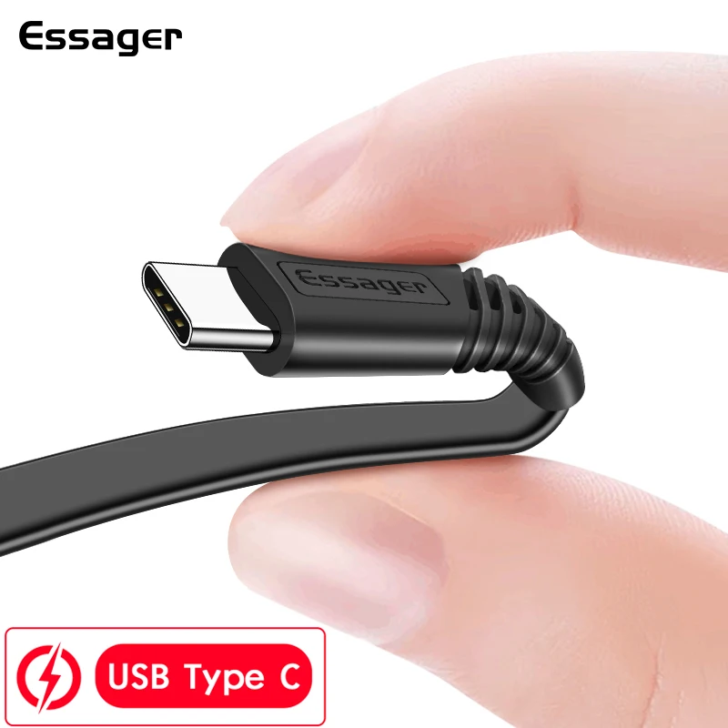 

2019 Essager 3A Type-C Fast Charging Data Sync USB Cable for Huawei Samsung Nylon Braided Cable 0.3m 1m 2m