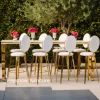 luxury high golden metal wedding bar stools with seat cushion