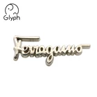 Garment hardware custom fashion metal brand logo embossed letter tag label sticker for clothing