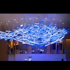 custom Hotel large blue pendant crystal chandelier lighting