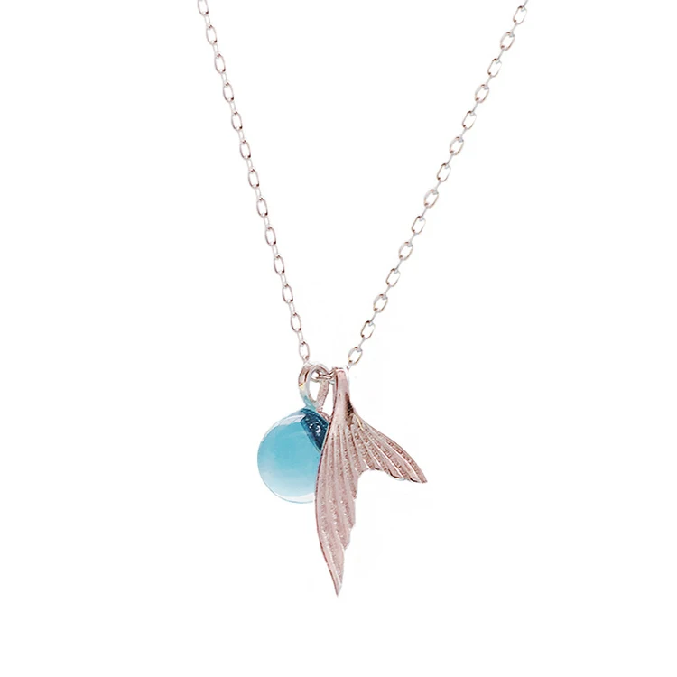 Simple Exquisite Blue Crystal Ball Necklace 925 Sterling Silver Mermaid Tail Pendant Necklace
Simple Exquisite Blue Crystal Ball Necklace 925 Sterling Silver Mermaid Tail Pendant Necklace