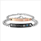 European and American personality accessories romantic couple bracelet king queen letter crown pattern chain jewelry
