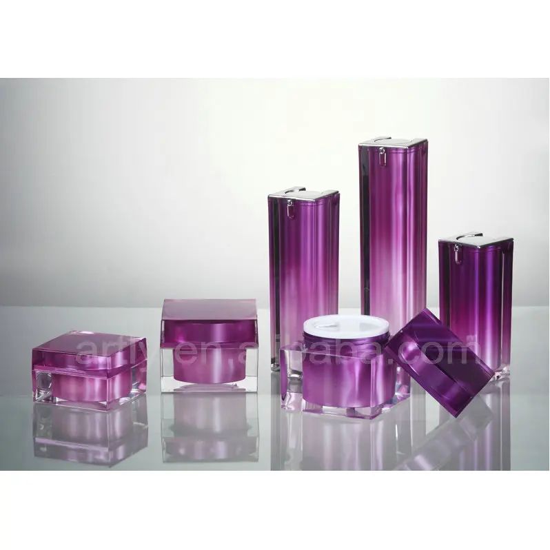 Acrylic Cosmetic Jar And Bottle Set In Gradient Purple Color 30g 50g 80g 30ml 50ml 80ml 120ml