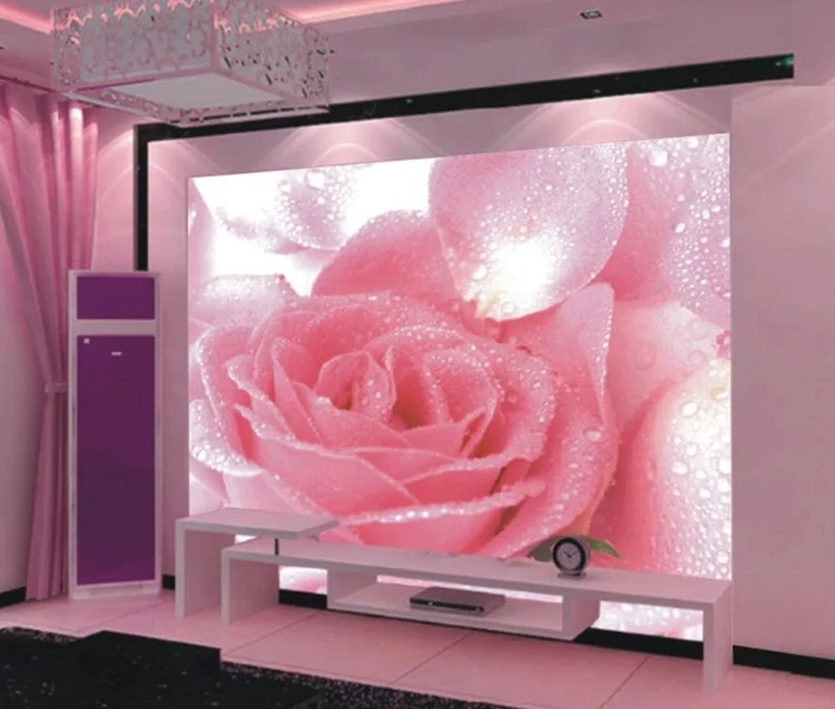 3D Flur Wandmalereien Rosa rose Blume Floral HD Wallpaper Foto mit wasser papel de parede Benutzerdefinierte Wandbild