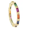 gold plated rainbow cz colorful cubic zirconia baguetter cz eternity band ring
