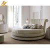 Custom Made Modern Luxury Hotel Interior Round Leather Sofa Bed Furniture For 3-5 Star Hotel Room