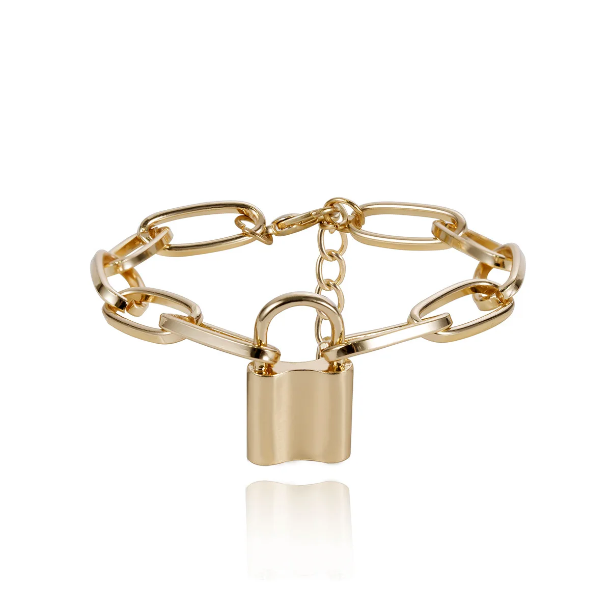 European Jewelry Personality creative geometric gold metal bracelet female Joker temperament lock simple chain bracelet, As photo
European Jewelry Personality creative geometric gold metal bracelet female Joker temperament lock simple chain bracelet, As photo