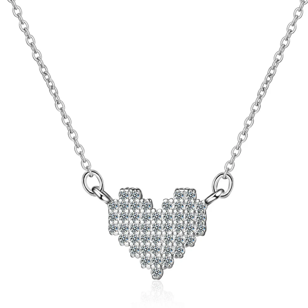 Sweet Pretty Sterling Silver Plated Diamond Heart Necklace Luxury Sparkling Crystal Rhinestone Heart Pendant Necklace, As picture
Sweet Pretty Sterling Silver Plated Diamond Heart Necklace Luxury Sparkling Crystal Rhinestone Heart Pendant Necklace, As picture