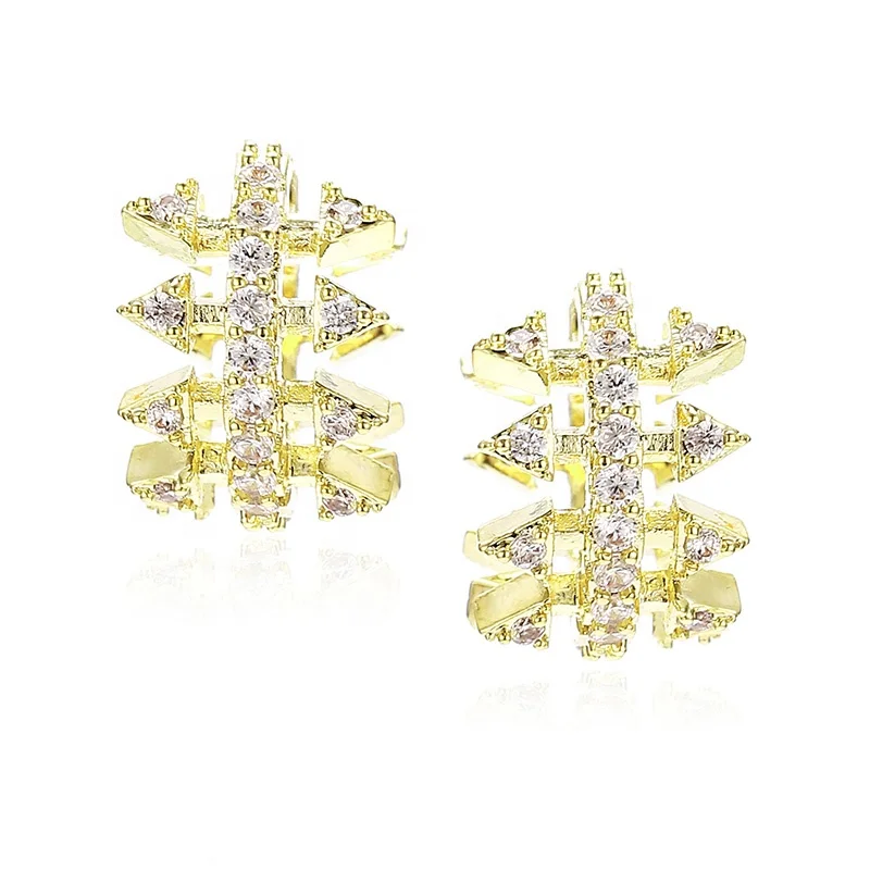 18k Gold Plated crystal cubic zircon micro praved small Hoop Earrings, Silver, gold 
18k Gold Plated crystal cubic zircon micro praved small Hoop Earrings, Silver, gold