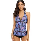 Women Tankini Swimsuit Two Piece Mature Ladies Plus Size V Neck Bathing Suits