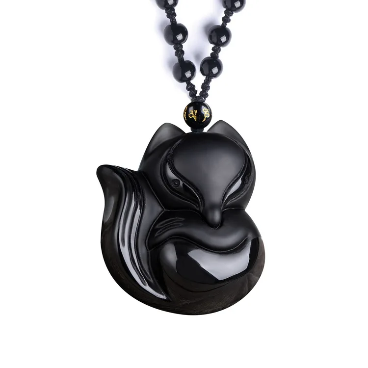 High Quality Fine carving black obsidian carved fox black obsidian pendant necklace jewelry
High Quality Fine carving black obsidian carved fox black obsidian pendant necklace jewelry