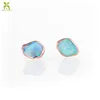Rose gold Row Australian Opal Stud Earrings Jewelry