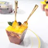 Gold Rose Gold Silver Disposable Plastic Mini Dessert Coffee Tea Fork Spoon