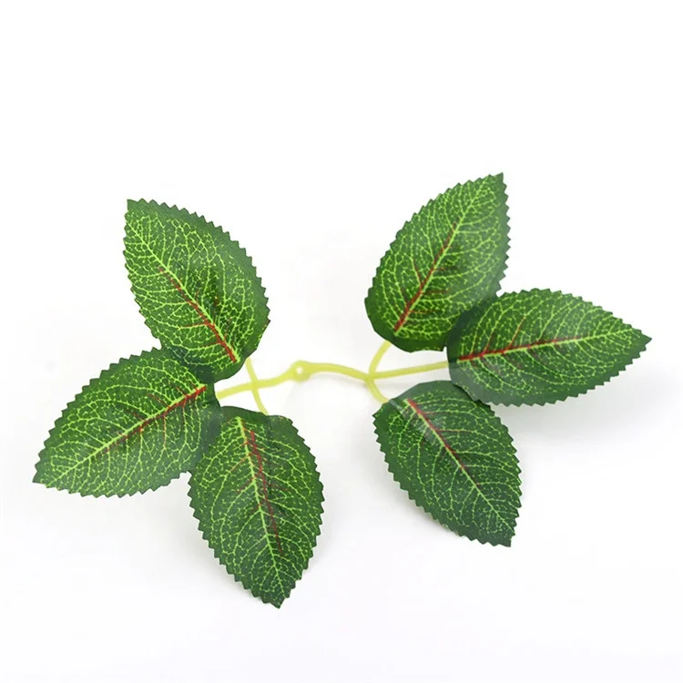 

V-3039 6 Branches Artificial Green Rose Leaves for Decoration, Green color