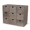 Rustic Wood Walnut Finish Desktop Office Organizer 9 Drawers Craft Supplies Small Storage Cabinet