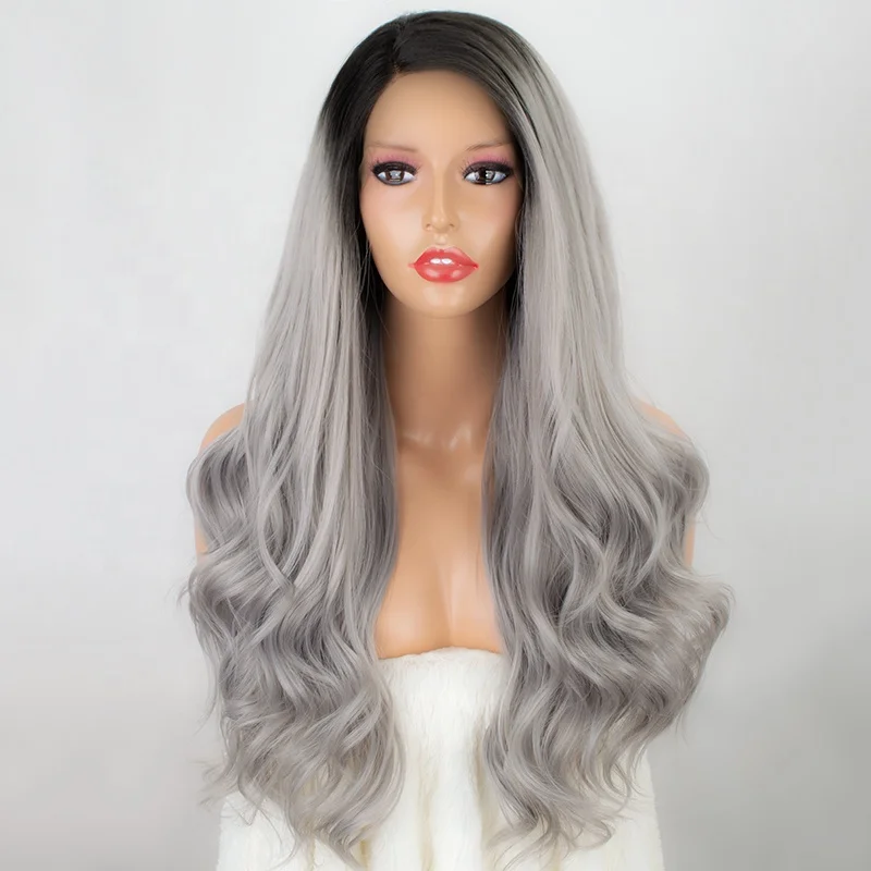 Natural Wavy Lace Wig Heat Friendly Fiber Hair Dark Roots Ombre Grey Synthetic Lace Front Wig
Natural Wavy Lace Wig Heat Friendly Fiber Hair Dark Roots Ombre Grey Synthetic Lace Front Wig