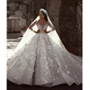 Luxury heavy beading expensive wedding gowns with long train
