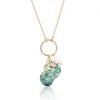 New Trendy Freshwater Pearl Charm Necklace for Women Green SeaShell Necklace