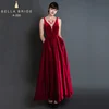 2019 red velvet long sexy ladies ankle-length backless evening gown