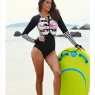 2019 New One Piece Long Sleeves Women Swimwear Floral Print Bathing Suit Lady Swim Surfing Wear
