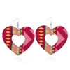 Fashion Ethnic Printed Pattern Heart Hoop Earrings New Jewelry Pendant Earrings