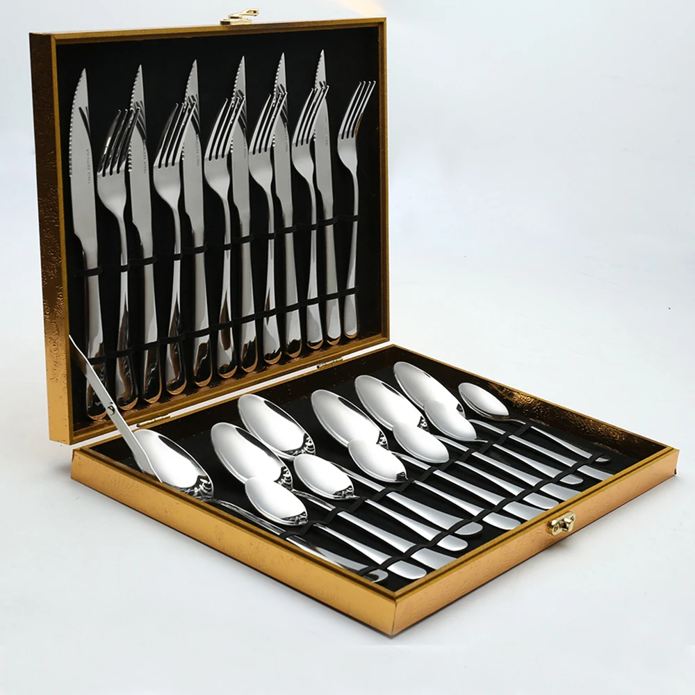 Hotel gold weddings tableware stainless steel Golden knives forks spoons cutlery set, Silver/gold
Hotel gold weddings tableware stainless steel Golden knives forks spoons cutlery set, Silver/gold