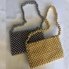Wholesale Women Sweet Black Golden Color CCB Beads Bag Pearl Bag Single Strap Mobile Phone Purse Faux Pearl Beaded Evening Bag