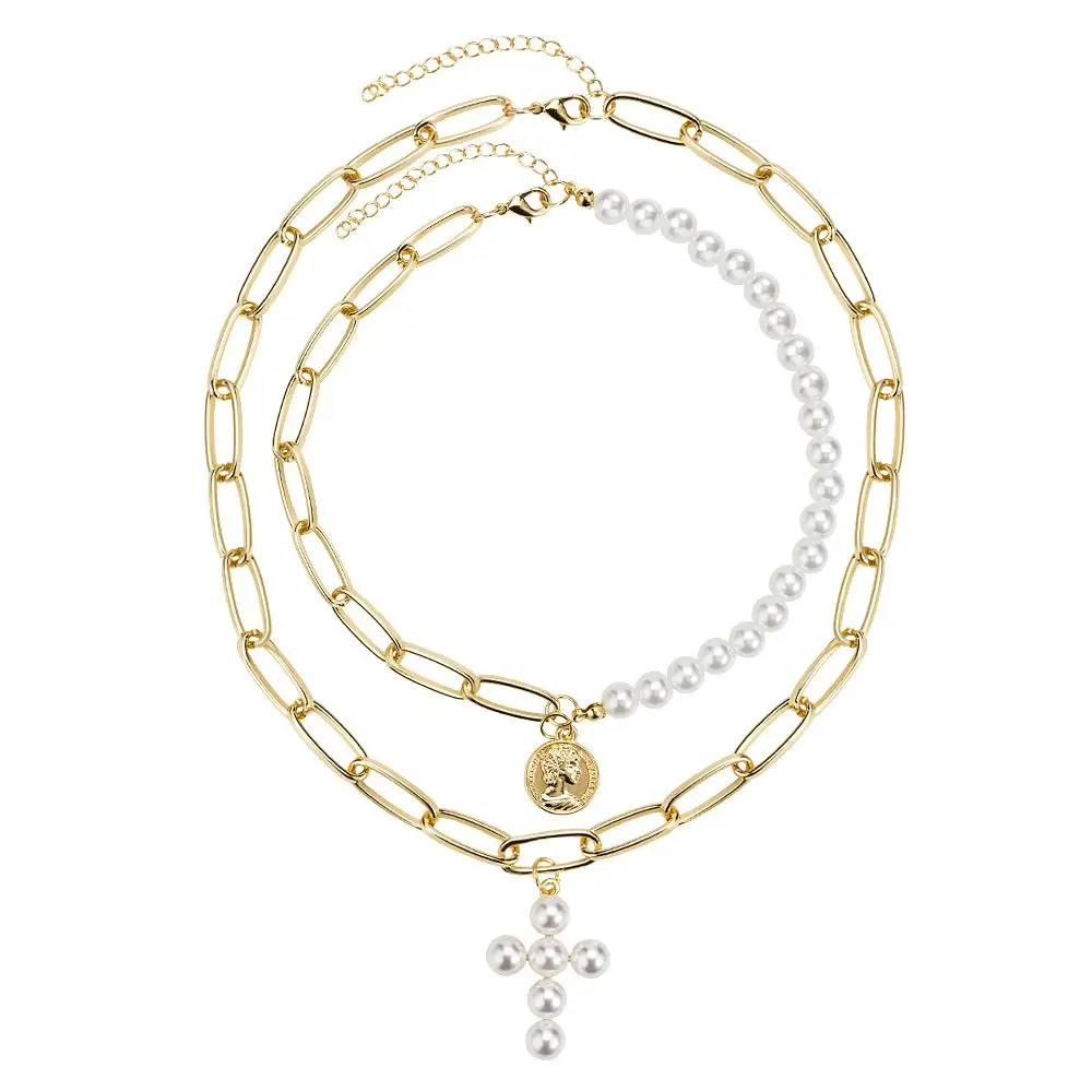 Luxury Design Imitation Pearls Choker Necklace Female Cross Pendant Necklaces for Women Gold Color 2019 Fashion Coin Jewelry
Luxury Design Imitation Pearls Choker Necklace Female Cross Pendant Necklaces for Women Gold Color 2019 Fashion Coin Jewelry