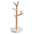 Hot sale wood hanging jewelry display rack Owl jewelry stand