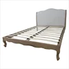 Wholesale factory Bedroom Furniture Solid Wood Frame French King Linen Upholstered Headboard Bed
