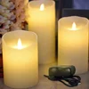 220V Rechargeable LED Diagonal Mouth Moving Flame Electronic Candle Romantic Wedding Bar Party Light Birthday Electronic Candle