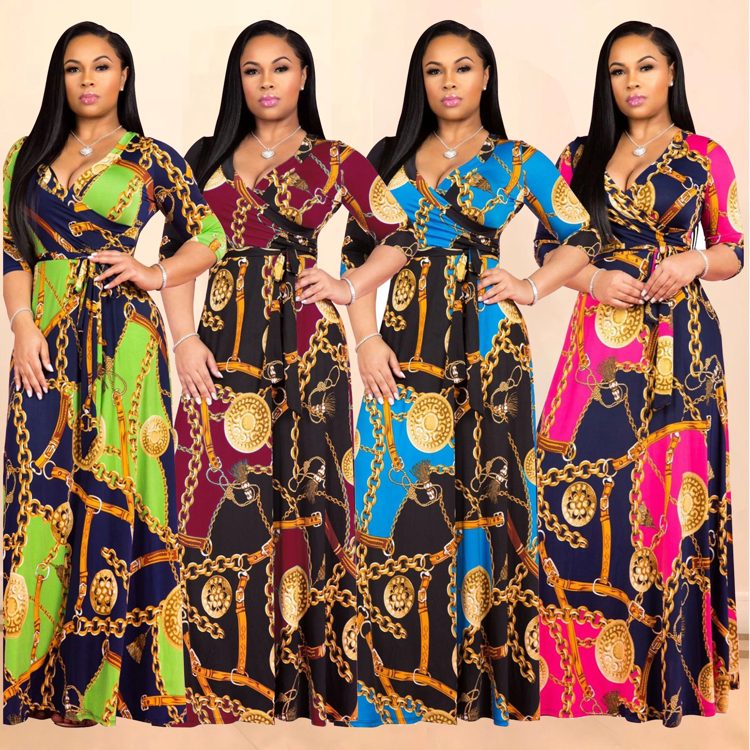 Vintage Sexy Boho Women Maxi Dress V-Neck Half Sleeve Fashion Chain Print Long Party Dress Floor Length Elegant Dress Puls Size, N/a
Vintage Sexy Boho Women Maxi Dress V-Neck Half Sleeve Fashion Chain Print Long Party Dress Floor Length Elegant Dress Puls Size, N/a