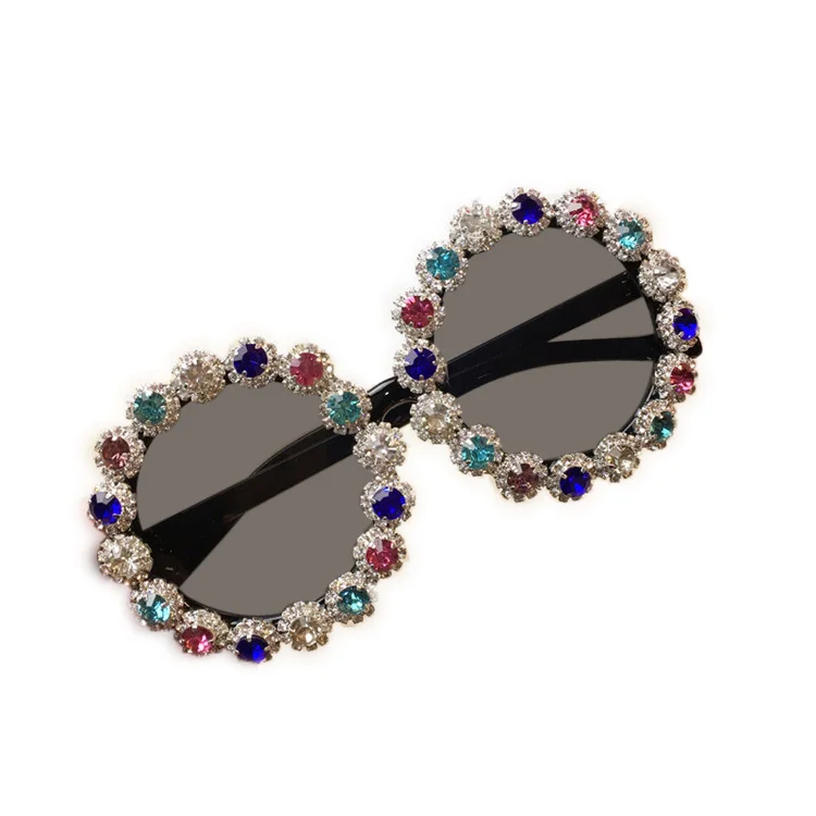 New Luxury Brand Designer Ladies Round Colored Diamond Sunglasses, Mix color or custom colors
New Luxury Brand Designer Ladies Round Colored Diamond Sunglasses, Mix color or custom colors