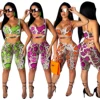 2019 hot sell CA559 fashion snake skin printed crop top and shorts 2 piece set women