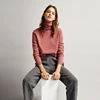 female high collar button shirt autumn winter,Women's Pure cashmere feel knitwear lady long-sleeve sweater