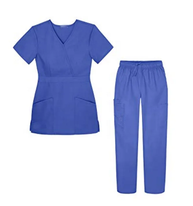 2021 Women fashionable design nursing outfit blue scrubs uniform uniforms nursing