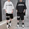 2019 summer new trend men's short-sleeved t-shirt suit Korean casual sports five-pants two-piece men's clothing
