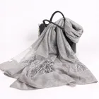 2019 New Design Wool Mesh Embroidery Women Scarf Shawl Pure Color Stitching Embroidered Scarf
