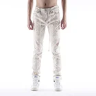 DiZNEW CUSTOM PRINTING WHITE SLIMMING PANTS DENIM JEANS FOR MEN