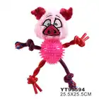 Colorful Dog Soft Plush Flat Toy With TPR Rope Animal