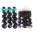 Wholesale Virgin Human Brazilian Remy Hair Weave Body Wave Hair Bundles With 360 Lace Frontal