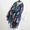 Spring and summer travel holiday seaside sunscreen shawl Indonesian style tropical plant printing cotton and linen long scarf