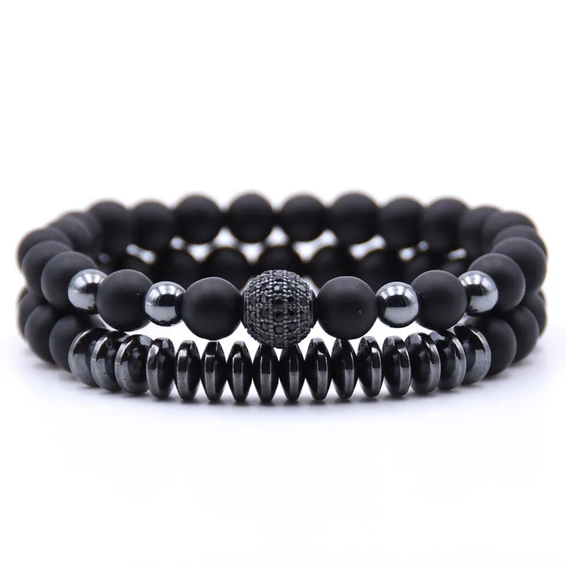 2pcs/set Men Elastic Stretch Bracelet Micro Zircon Ball Bracelet Women Matte Natural Stone Beads Bracelet Set (SK238), As picture
2pcs/set Men Elastic Stretch Bracelet Micro Zircon Ball Bracelet Women Matte Natural Stone Beads Bracelet Set (SK238), As picture