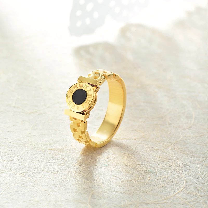 BAOYAN Customize Black White Stone Gold Plated Stainless Steel Roman Numeral Ring
BAOYAN Customize Black White Stone Gold Plated Stainless Steel Roman Numeral Ring