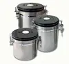 Canister Set, Stainless Steel Food Storage Container with Tempered Glass Lids for Kitchen Counter Coffee Tea Nuts Sugar Flour