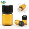 wholesale Essential Oil Glass Bottle 1ml 2ml 3ml 5ml Mini Sample Amber Glass Vial With Inner Plug And Screw Cap