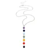 Luxury Yoga Charm Natural Stone Pendant Necklace Hot Sale 7 Color Colorful Beads Pendant Necklace For Lady