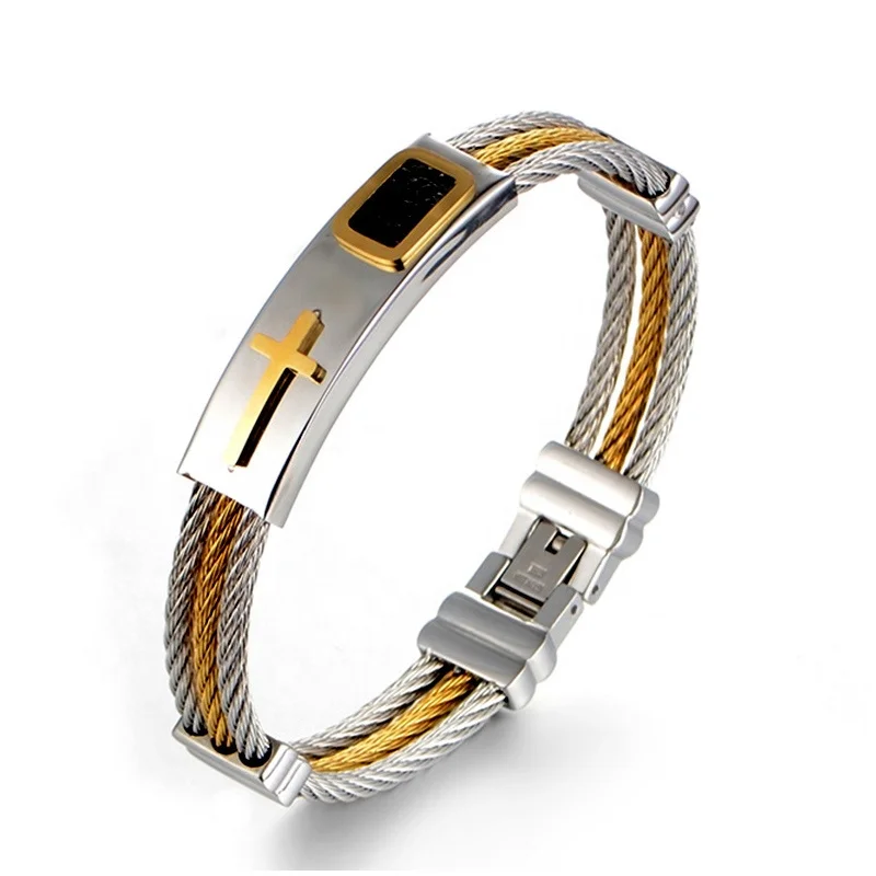 Wholesale High Quality Mens Fashion Stainless Steel Wire Cross Bangle Bracelets, Silver+gold
Wholesale High Quality Mens Fashion Stainless Steel Wire Cross Bangle Bracelets, Silver+gold
